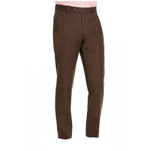 New For Bloomingdale's Wool Blend Tailored Fit Flat Front Brown Pants 33 x 32